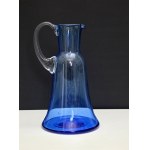 Cobalt glass beverage jug , hand blown - vintage