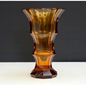 Moser crystal vase , topaz glass 1930s.