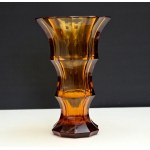 Moser crystal vase , topaz glass 1930s.