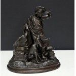 Figurka s vázou Cestovatel se psem - zinkový bronz - 1. pol. 20. stol.