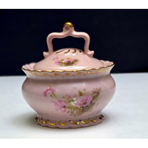 Cukřenka z růžového porcelánu -Chodov, 90. léta 20. století