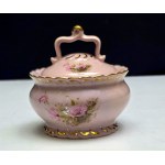 Cukřenka z růžového porcelánu -Chodov, 90. léta 20. století