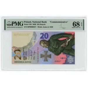 20 gold 2020, series PR 0000837 low number, PMG 68 EPQ