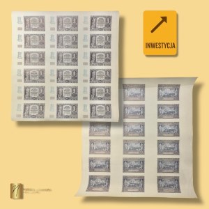 Sheet of 18 20 zloty banknotes 1940, German occupation, Issuing Bank in Poland