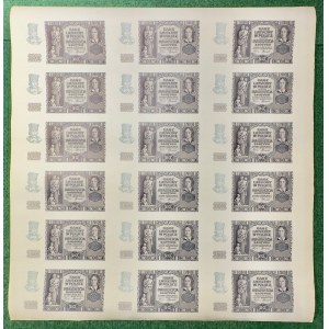 Sheet of 18 20 zloty banknotes 1940, German occupation, Issuing Bank in Poland