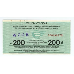 Orbis, diesel fuel voucher 200 zloty, series DP 0000479, MODEL