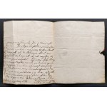 [CORONA TREASURY] GORAZDOWSKI B., h. Prawdzic - Letter to the scribe of the great crown treasury, Valentine JAROCHOWSKI, asking for help in finding good professionals [gardener, cook, etc.]. Dan in Bolimow (Bolemow)[1722].