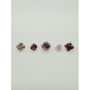 5 PŘÍRODNÍCH BROUŠENÝCH DIAMANTŮ 0.9 NATURAL FANCY PINK -I2-I3 - MAROZ DIAMONDS CERTIFICATE - F40801-23