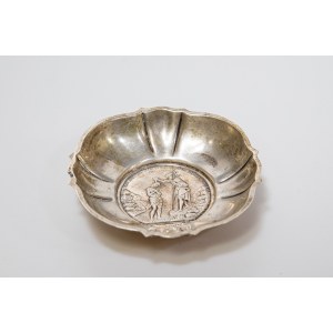 Silver platter - baptismal memento, 19th century.