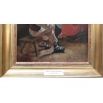 Wacław Szymanowski(1859 Warsaw - 1930 Warsaw),In a Hutsul room,oil sketch for a painting