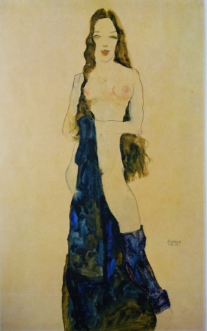 Egon Schiele(1890-1918),Akt stojący z draperią 1911