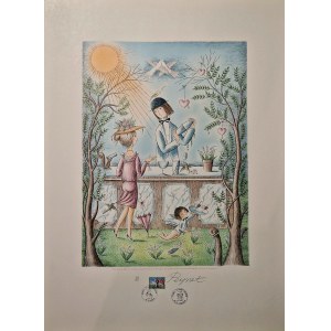 Peynet Raymond (1908-1999) Joli mois de Mai (Il meraviglioso mese di maggio) dal ciclo Les Amoureux (Gli amanti) 1985