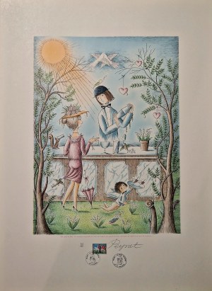 Peynet Raymond (1908-1999) „Joli mois de Mai’’ (Cudowny miesiąc Maj) z cyklu „Les Amoureux” (Zakochani) 1985
