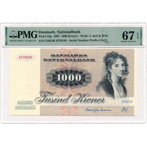 Danemark - 1000 Couronnes 1992 * P53g * Ecureuil * PMG 67 EPQ