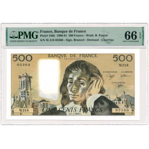 France - 500 Francs 1990 * P156h * Pascal * PMG 66 EPQ