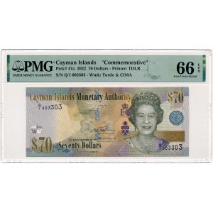 Iles Cayman - 70 Dollars 2022 * P47 * Elizabeth II Jubilee * PMG 66 EPQ