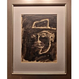 Jerzy Panek, Autoportret w kapeluszu, 1964