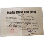 CERTIFICATE OF STATE SPORTS INDEMNIFICATION Class III Grade 1 1932.