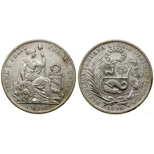 Perù, 1 sol, 1890 TF, Santiago