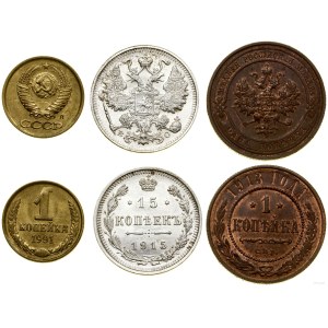Russia, set of 3 coins, 1913-1991, St. Petersburg