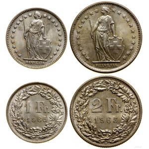 Switzerland, set: 1 and 2 francs, 1965, Bern