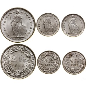 Switzerland, set of 3 coins, 1951-1964, Bern