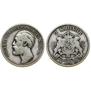 Sweden, 2 crowns, 1876, Stockholm