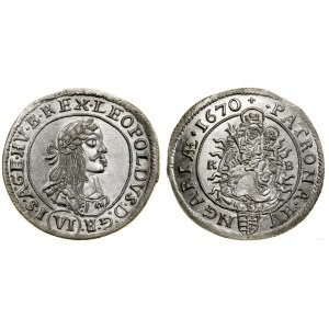 Hungary, 6 krajcars, 1670 KB, Kremnica
