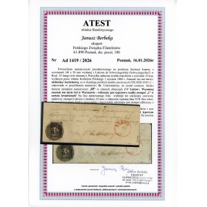 First Polish stamp 1860, on an envelope from Lukow, fraud against the post office. Attestation (311)