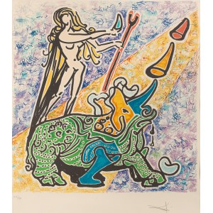 Salvador Dalí (1904 Figueres - 1989 Figueres), La Vierge et le Rhinoceros (The Virgin and the Unicorn) from the series Les Vitraux, 1974.