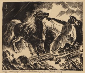 Edmund Ludwik Bartłomiejczyk (1885 Warszawa - 1950 Warszawa), Hucuł z koniem (Burza)