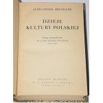 [sygnowana oprawa Helena Karpińska] BRUCKNER Aleksander - Dzieje kultury polskiej, 1-4 komplet. Wydanie 1. Kraków 1931-1946.