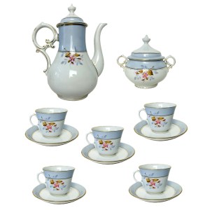OLD LOKET | Antique Porcelain Tea Set | Blue &amp; White | 24k Gold Decoration | Czechoslovakia 1930s