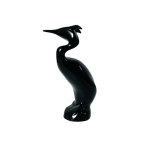 Jiří Černoch, - Great crested grebe | Porcelain Fauna Sculpture, Black Glaze, Year 1959