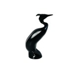 Jiří Černoch, - Great crested grebe | Porcelain Fauna Sculpture, Black Glaze, Year 1959
