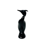 Jiří Černoch, - Great crested grebe | Porcelain Fauna Sculpture, Black Glaze, Year 1959