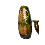 DITMAR URBACH | Retro Vase &amp; Candlestick Set, Glazed Stoneware, Czechoslovakia, 1960s