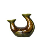 DITMAR URBACH | Retro Vase &amp; Candlestick Set, Glazed Stoneware, Czechoslovakia, 1960s