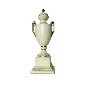 Elegant White Porcelain Cup with Luxurious Gold Decoration | 39 cm