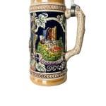 German Ceramic Beer Stein with Pewter Lid | Cologne Relief Decoration