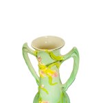 French Art Nouveau Pair of Ceramic Vases | Amphora Lily Relief, Signed, c.1900