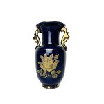 Porcelain Amphora Vase | Cobalt and Gold Glaze with Gilded Floral Decoration