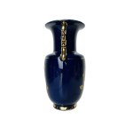 Porcelain Amphora Vase | Cobalt and Gold Glaze with Gilded Floral Decoration