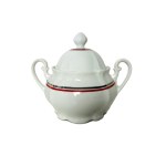 Luxury Meissen Porcelain Coffee/Tea Set - White Glaze with Silver &amp; Red Stripe Decoration | 9 Pieces