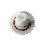 Luxury Meissen Porcelain Coffee/Tea Set - White Glaze with Silver &amp; Red Stripe Decoration | 9 Pieces