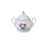 Porcelain Coffee/Tea Set - Dubí Czechoslovakia, White Glaze with Floral Decoration | 6 Cups &amp; Saucers, Sugar Bowl &amp; Teapot
