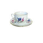 Porcelain Coffee/Tea Set - Dubí Czechoslovakia, White Glaze with Floral Decoration | 6 Cups &amp; Saucers, Sugar Bowl &amp; Teapot
