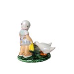 Antique Farmgirl Figurine | Stoneware with Geese