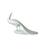 Jaroslav Ježek (1923-2002), Statuetta in porcellana Royal Dux | Pavone minimalista, disegnata da Jaroslav Ježek, smalto bianco