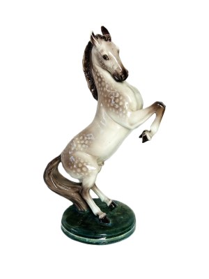 Friedrich Goldscheider (*1845 - 1897), Ceramic Figurine of a Rearing Horse, 19th-century European